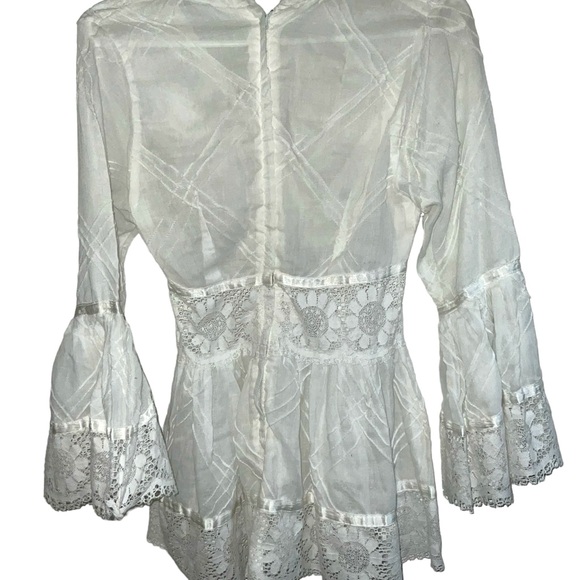 Vintage Minna Lee Two Piece Cotton & Lace Skirt Suit Size S - Picture 3 of 11